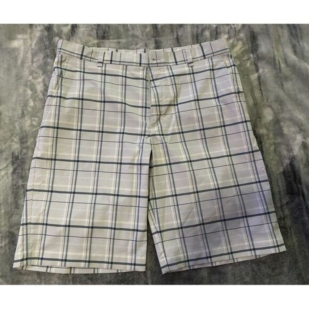Nike Golf Dri-FIT Plaid Shorts Mens 34 Grey Blue Check Performance Athletic 35W
